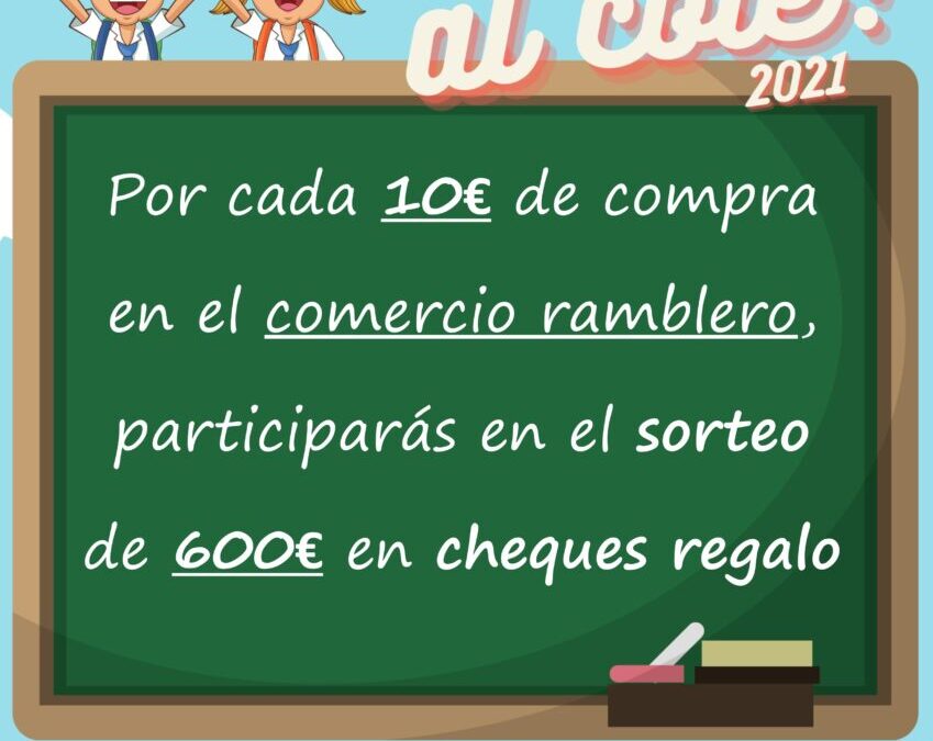 La campaña «Vuelta al cole 2021» pone en juego 600 euros en cheques regalo