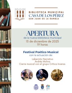 Cartel apertura de la biblioteca